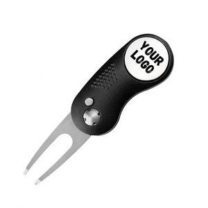 Outil de réparation de divots de golf rétractable multicolores en acier inoxydable avec marqueur de balle personnalisé - Product Image 1