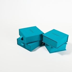 Custom Logo Sliding Drawer Jewelry Packaging <b>Box</b> Blue Cardboard Square <b>Gift</b> <b>Box</b> for <b>Earrings</b> and Rings Storage - Product Image 4