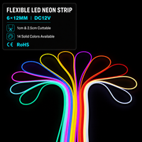 Bande LED néon flexible en silicone extrudé intégré, 2,5 cm, découpable, 14 couleurs, DC12V, IP67, 6x12mm, étanche, pour enseignes néon