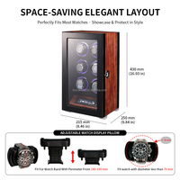 Boîte de rangement automatique pour montres MINEESI de luxe en MDF grain palissandre, 6 emplacements, résistante à l'eau, écologique et protectrice