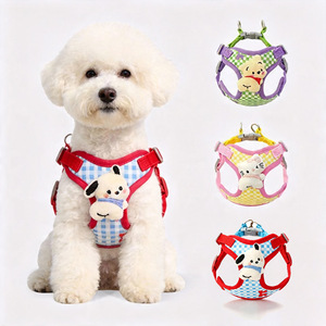 Cartoon Pet <b>Harness</b> Plaid Adjustable Breathable Comfortable For Dog Cat Chest Strap - Product Image 1