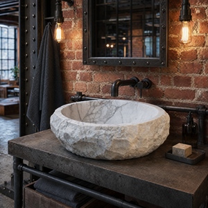 Poulars Wholesale Luxury Wall-mounted Natural Stone Man Made Pedestal Hand Washing Sink Arabescato Corchia Marble Stone Basin - Product Image 6