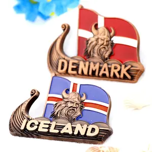 China Wholesale Custom 2022 Zinc Alloy Viking Metal Fridge Magnets Denmark Souvenir