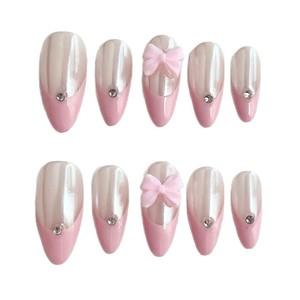 Venta al por mayor 10 piezas de lujo estilo francés almendra/patrón cuadrado 3D Gel prensa <span class=keywords><strong>uñas</strong></span> pintadas a mano <span class=keywords><strong>uñas</strong></span> artificiales personalizadas - Product Image 2