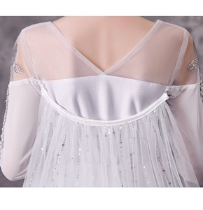 Robe de princesse Elsa inspirée de <span class=keywords><strong>La</strong></span> <span class=keywords><strong>Reine</strong></span> <span class=keywords><strong>des</strong></span> <span class=keywords><strong>Neiges</strong></span> pour filles, avec corsage orné de diamants, manches longues, en tulle, costume de cosplay pour fête de Noël - Product Image 6