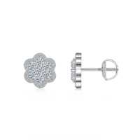 Boucles d'oreilles en moissanite, argent sterling 925, motif floral, taille brillant rond, à visser, pour femme, cadeau de mariage