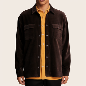 Velours côtelé hommes décontracté affaires décontracté coton à manches longues poches hiver boutonné chemises habillées chemises de pêche - Product Image 3