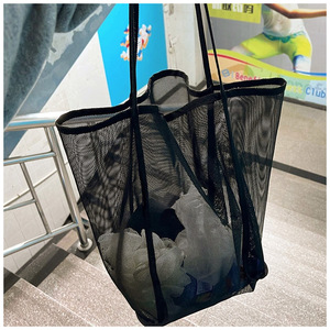 Wholesale <b>Mesh</b> Beach <b>Bag</b> Cosmetic Large Tote with Zipper Pocket for Family Pool Toys & Vacation Essentials - Product Image 3