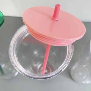 New Arrival Us Warehouse in Stock Snow Globe 24Oz Clear Acrylic Double Wall <b>Plastic</b> Tumbler Cold Water <b>Cup</b> With Straw - Product Image 4