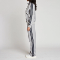 Ensemble de survêtement 2 pièces pour femme, personnalisé, avec veste zippée à manches longues et pantalon taille haute à bandes, pour l'entraînement et le sport