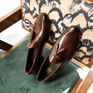 Mocasines de Gamuza Marrón para Hombre, Punta Cuadrada, Sin Cordones, Parte Superior de Cuero Genuino, Plantilla Acolchada, para Oficina y Trabajo, Todas las Temporadas - Product Image 3