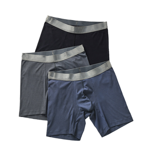 Men <b>Boxer</b> Briefs Solid Color Mid-Rise Breathable Knitted Modal Casial Underwear High Quality <b>Custom</b> Logo - Product Image 1