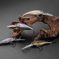 Leurre flottant Minnow à longue queue avec simulation de couleur 3D et bille en acier, 5,5 cm 5,6 g, pour la pêche au poisson mandarin, avec hameçons spéciaux