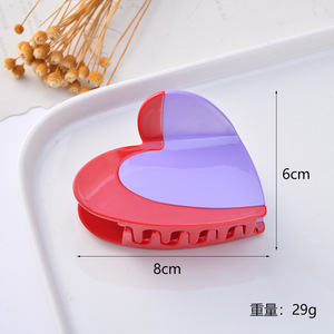 Оптовая продажа, новинка, симпатичный двухцветный ацетат в форме сердца, модный коготь для волос для девушек - Product Image 6