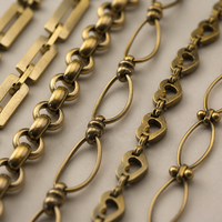 Cadena de Latón Vintage por Metro, Cadena de Eslabones Cubanos Geométricos para Fabricación de Joyas al por Mayor
