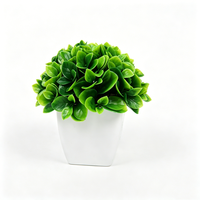 Petit bonsaï artificiel hémisphérique réaliste en pot, dans un vase blanc, pour la décoration de centre de table de mariage ou de fête