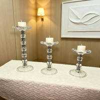 Ensemble de 3 porte-bougies en cristal transparent, chandelier en verre de luxe pour centre de table de mariage, banquet, événement, décoration de fête