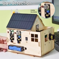 Kit Starter Rumah Pintar BSC Keyestudio Microbit Otomatisasi Proyek DIY Rumah Kayu Program Anak-Anak Panel Energi Surya