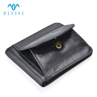 Dompet penyimpan kartu wanita kulit asli berkualitas tinggi dengan saku koin yang dirancang dengan tombol kustom