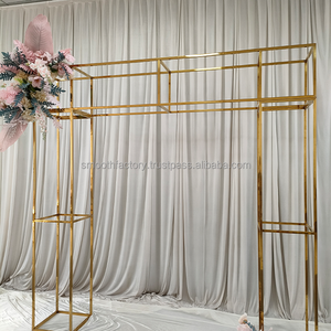 LEDA Wedding Event Party Stage <b>Backdrop</b> Metal Gold Square Arch <b>Backdrop</b> Stainless Steel Flower Balloon <b>Frame</b> Stand - Product Image 4