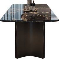 Table et chaises de salle à manger rectangulaires minimalistes italiennes, combinaison moderne de luxe léger, design en marbre pour meubles de maison