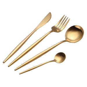 Juego de cuchillos y tenedores de oro de <span class=keywords><strong>Portugal</strong></span> de alta calidad, juego de cubiertos de lujo, juego de acero inoxidable para comedor, Hotel, eventos de boda - Product Image 1