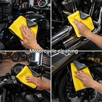 Serviette en microfibre double face ultra-douce, sans peluches, en polaire corail, pour le nettoyage, le polissage et le séchage des motos et des voitures