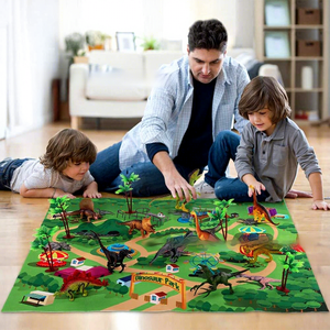 Nuovo Set Valigia con Modellini di Dinosauri in Plastica, Tappeto Giungla con <span class=keywords><strong>Animali</strong></span>, Giocattolo Educativo per Bambini 4-6 Anni, Unisex - Product Image 2