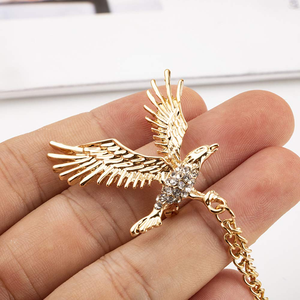 Broche Vintage Masculino de Liga Metálica com Águia e Asas de Strass Banhadas a Ouro Rosé para Casamento, Noivado e Festa, Presente DIY para Lapela de Blazer - Product Image 3