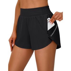 Pantalones Cortos Deportivos FOXA para Mujer, Cintura Alta, 2 en 1, Estilo Delfín, para Correr, con Bolsillo con Cierre, Secado Rápido, para Yoga - Product Image 1