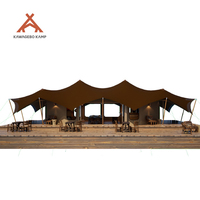 Tente de glamping de luxe Kawagebo Kamp (KK) pour événements, en toile imperméable PVC/PVDF, double grande tente safari quatre saisons