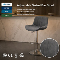 Tabouret de bar moderne pour îlot de cuisine, pivotant à 360°, gris, rembourré, avec dossier ergonomique et réglage à vérin à gaz, pour hôtel et café