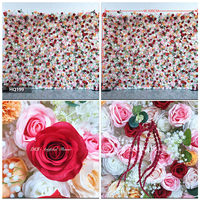 Mur de fleurs artificielles en tissu de soie, vente en gros d'usine, pour décoration de mariage, mur de roses rouges pour mariage