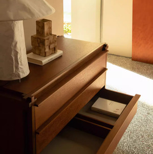 <span class=keywords><strong>Commode</strong></span> rétro moderne à trois tiroirs en chêne massif Armoire de rangement <span class=keywords><strong>vintage</strong></span> de style américain pour <span class=keywords><strong>chambre</strong></span> à coucher salon multi-usages - Product Image 5
