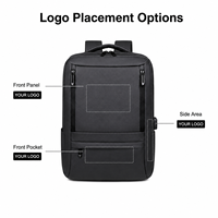 Sac à dos pour ordinateur portable avec logo personnalisé, 15,6 pouces, résistant à l'eau, sac de voyage d'affaires avec port USB, sac à dos pour ordinateur portable pour hommes
