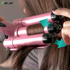 Custom 450 Women 2 in 1 Electric Pink Deep Wave Three Barrel Curling Iron Professional <strong>Hair</strong> Straightener <strong>Hair</strong> <strong>Curler</strong> <strong>Machine</strong> - Product Image 5
