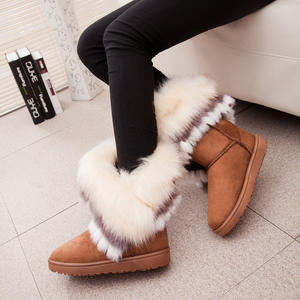 Niche mode Design Extra Large Imitation fourrure de raton laveur <span class=keywords><strong>bottes</strong></span> de neige 2025 hiver nouveau mi-mollet coton caoutchouc semelle extérieure chaussures - Product Image 4