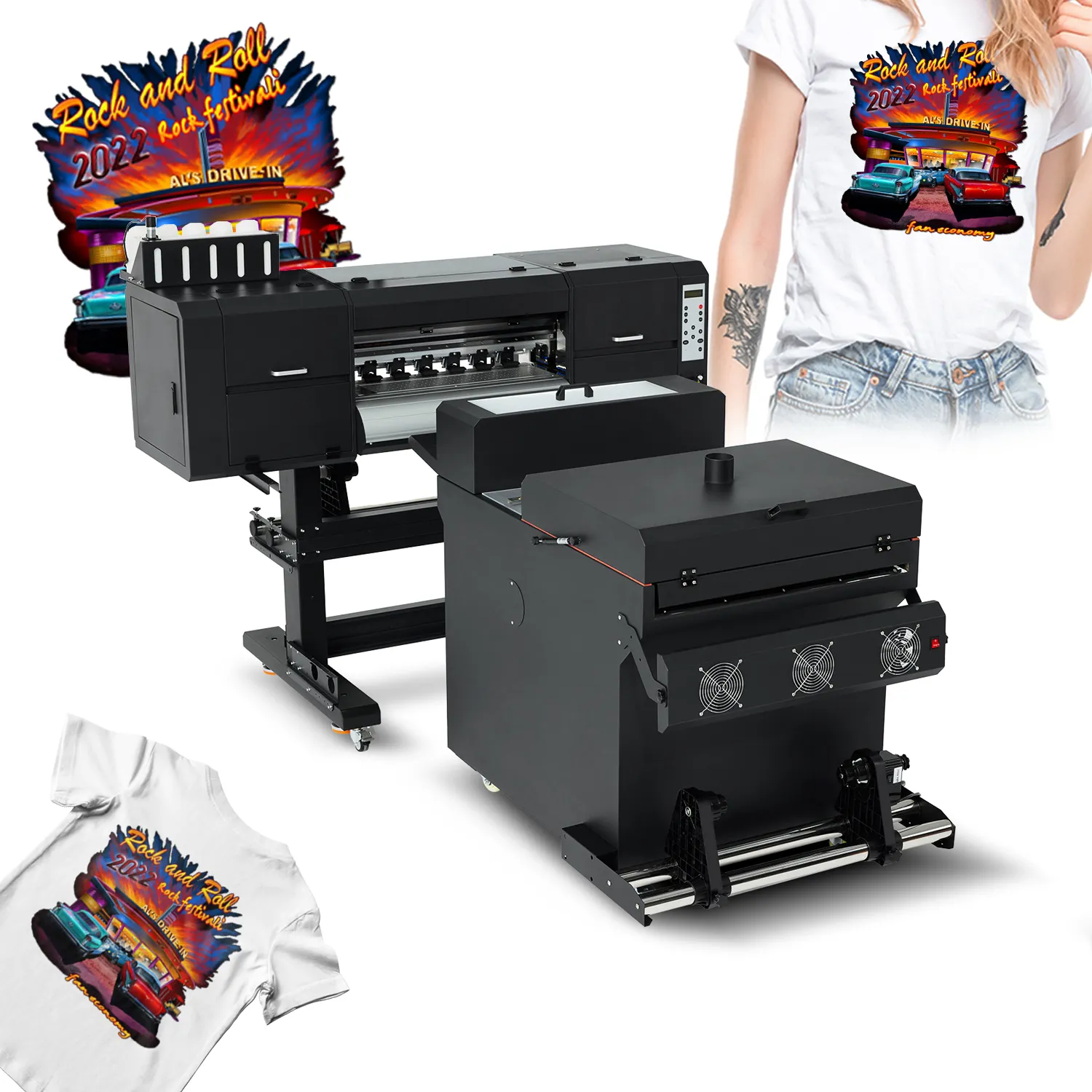 Высококачественный коммерческий dtf-принтер ANDEMES, 24-дюймовая двойная головка i3200, пресс для сердца, ПЭТ-пленка для одежды