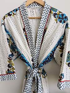 Kimono de demoiselle d'honneur Kantha de qualité à l'exportation, Robes en coton, vêtements faits à la main, Kantha, Robes de bain - Product Image 6