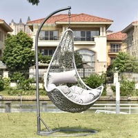 Fauteuil Suspendu Panier Balançoire à Oeuf en Rotin Osier Moderne Personnalisé pour Jardin Extérieur Balcon, avec Support Métallique, Vente en Gros