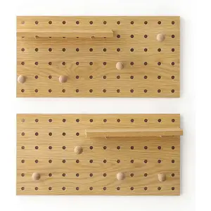 Houten Pegboard, Stevige Peg Board Voor Wanden Modulaire Raster Organizer, Diy Opslag En Display Panelen Met Planken En Haken