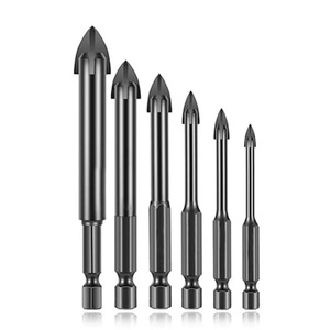 Guest Quality Black Hexagonal Phillips <b>Drill</b> <b>Bits</b> 6Pcs 4-12mm Spiral Shank Masonry Concrete Drilling Set - Product Image 2
