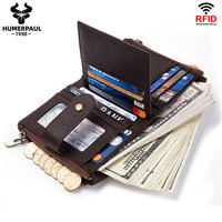 HUMERPAUL Dompet Kulit Pria, Dompet Kulit Genggam Pendek Pria Wanita, Kartu RFID
