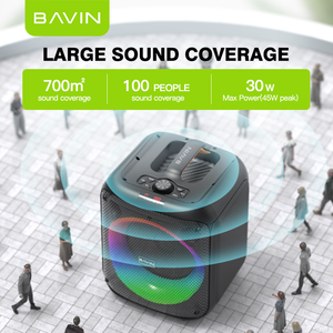 BAVIN Altavoz Karaoke <span class=keywords><strong>para</strong></span> Exteriores con Luces RGB BM11 Inalámbrico Bt5.1 de 8 Pulgadas y 30w de Rango Completo con Micrófono - Product Image 3