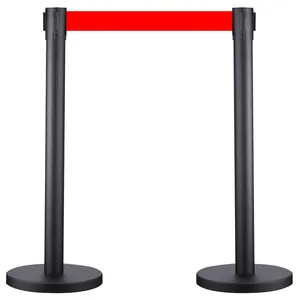 Evenementen Wachtrij Berichten Premium Staal Pole Zware Stanchion Crowd Control Post Barrière Met Intrekbare Riem