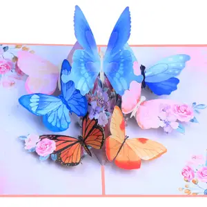 Pop Up Card Butterfly And Flower 3D Greeting Card With Envelope For Any Occasion Birthday Mother's Day