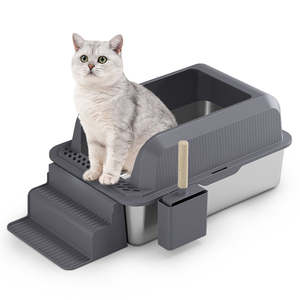 Caja de arena para gatos para interiores al por mayor, muebles de baño para mascotas, caja de arena para gatos de acero inoxidable de gran capacidad - Product Image 2