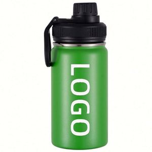 Bouteille d'eau isotherme à double paroi en acier inoxydable 304 de 12 oz avec couvercle en plastique, personnalisable avec logo, écologique, pour adultes, rentrée scolaire, 12-24 - Product Image 3