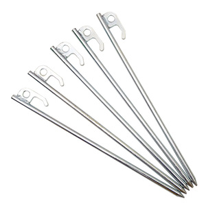 Estacas de acero para tienda de campaña de 30 cm, para exteriores, a prueba de viento, con gancho para lona, para uso de supervivencia. - Product Image 1