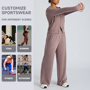 Luckpanther <strong>Zip</strong> <strong>up</strong> Sleeve Sports Jacket With Side Pocket Slim Fitness <strong>Hoodie</strong> Double Zipper Design Workout Yoga Jackets - Product Image 5